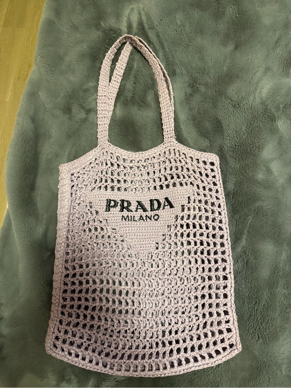 Prada light purple woven tote